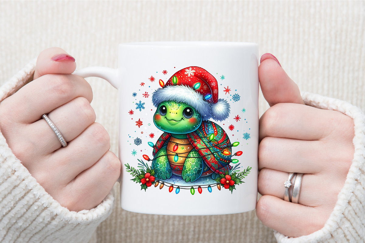 Watercolor Christmas Turtle Clipart, an Illustration by Sublimation Artist (Photo 5 of 9)