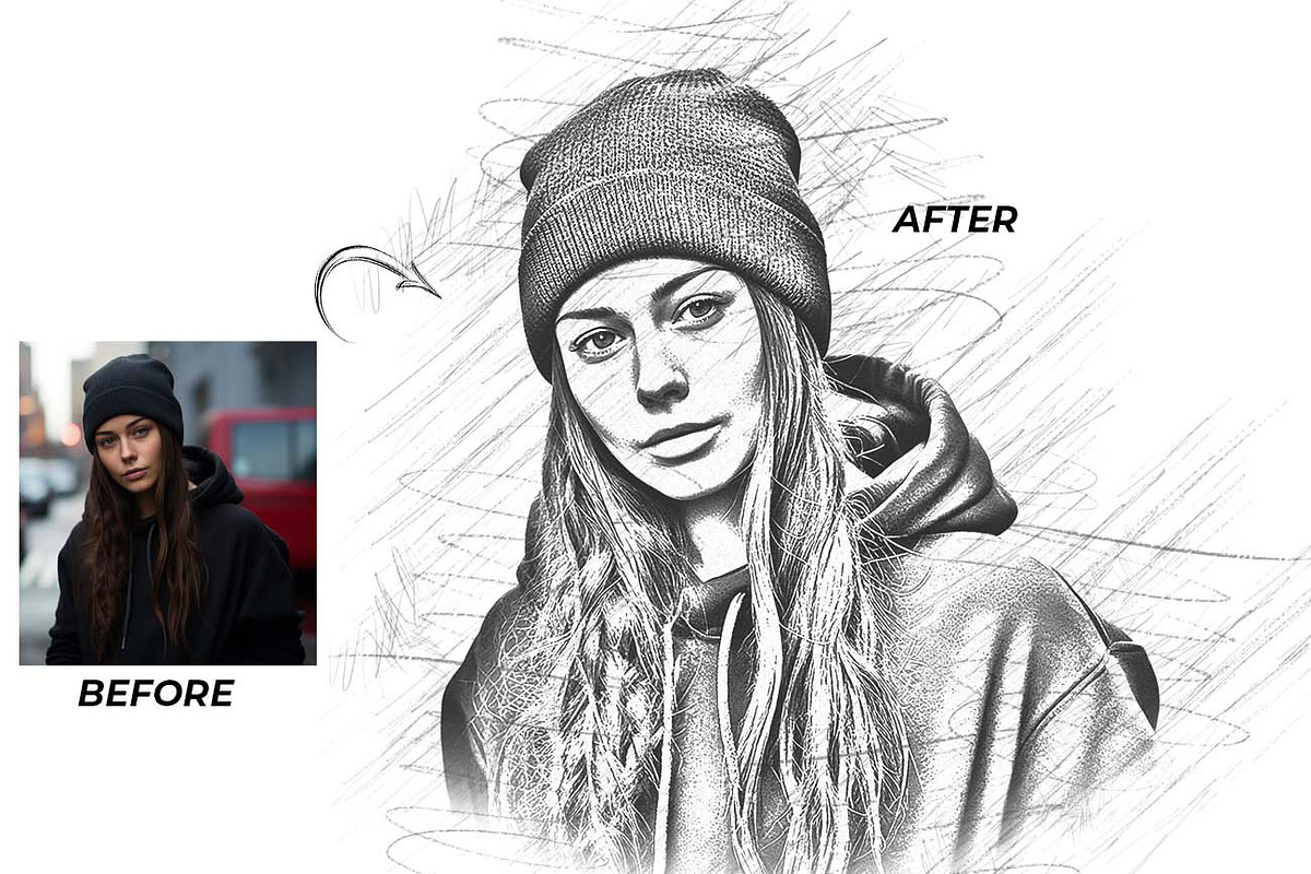 Hyper Realistic Lifelike Pencil, an Action Add-On by Studio Retouch (Photo 4 of 10)
