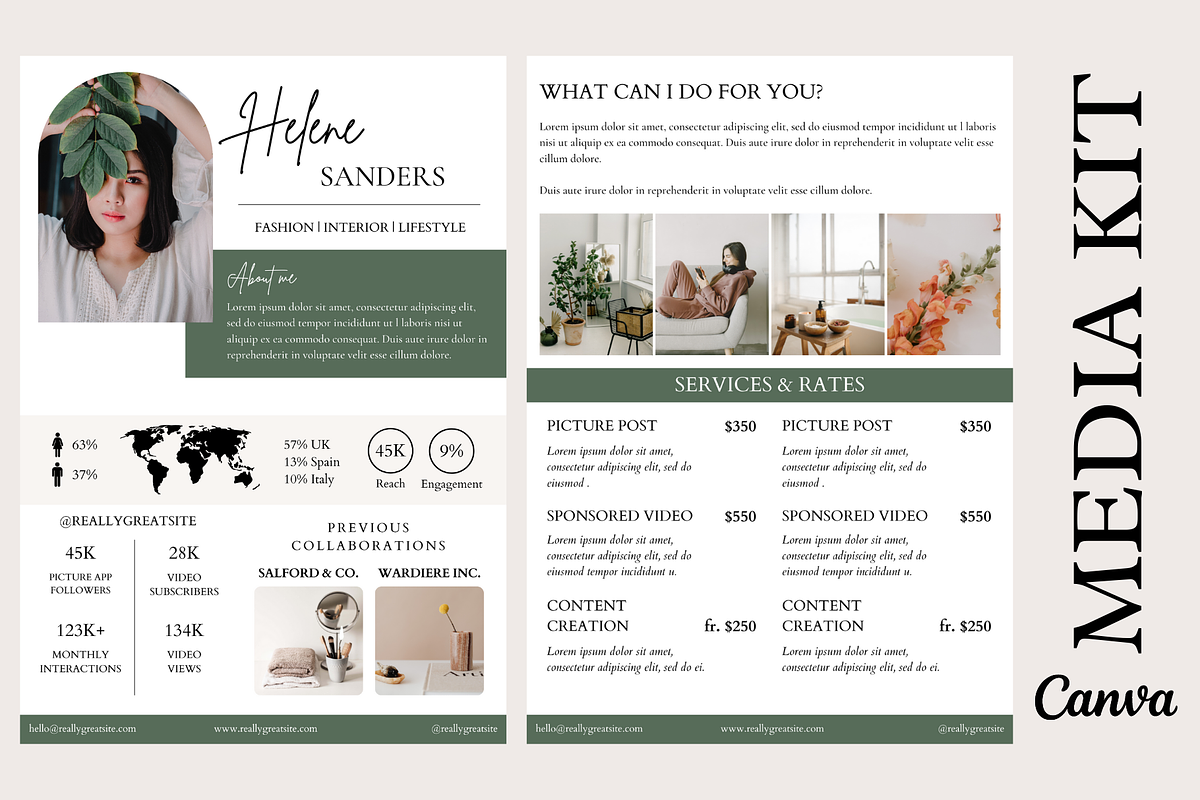 2 Page Elegant Influencer Media Kit, a Social Media Template by Daily Creative (Photo 1 of 4)