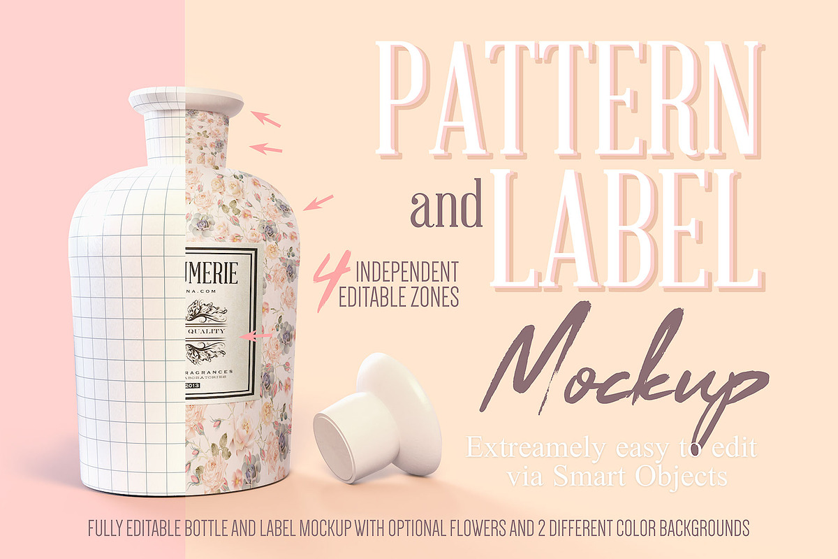 Pattern&Label Parfum Bottle Mockup, a Packaging Mockup by BMACHINA Labs. (Photo 12 of 12)