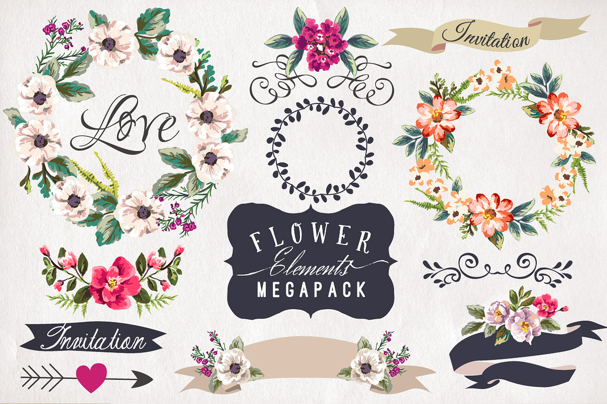 30%Off • Hand-drawn flower MEGAPACK, an Illustration by Graphic Box (Photo 1 of 5)