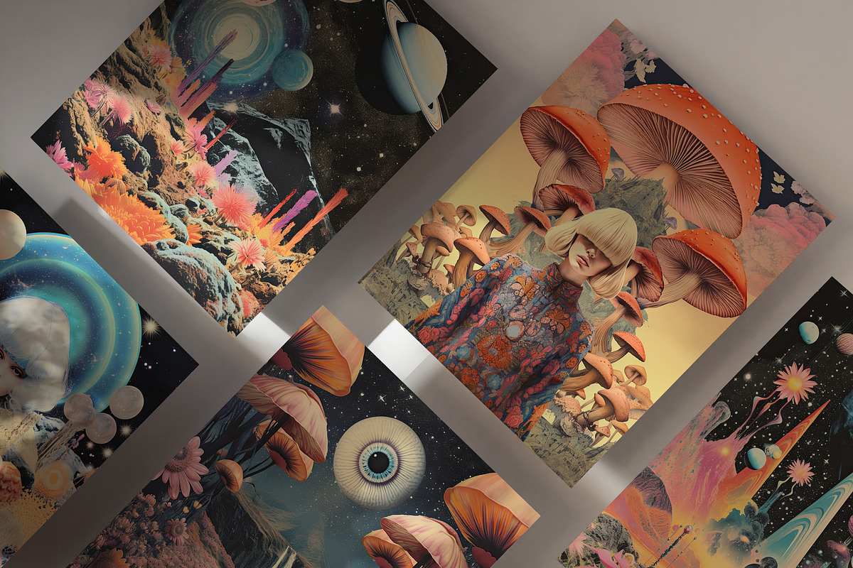TRIPPY Retro Surreal Posters, a Decorative Illustration by Lana Elanor (Photo 2 of 8)