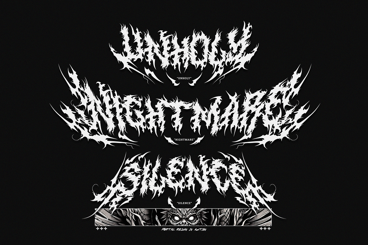 Mortal Reign | Dragonic Black Metal, a Blackletter Font by Ardana Creative (Photo 7 of 11)