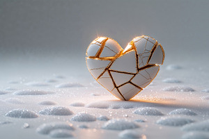 Ceramic heart sculpture, an Illustration by wavebreak