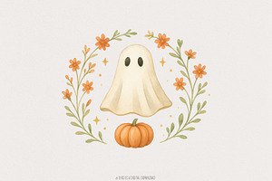 Cute Ghost Pumpkin PNG, Fall, an Illustration by SharpMarketplace