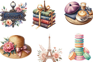 Parisian Summer Sublimation Clipart, an Illustration by cherrydesign