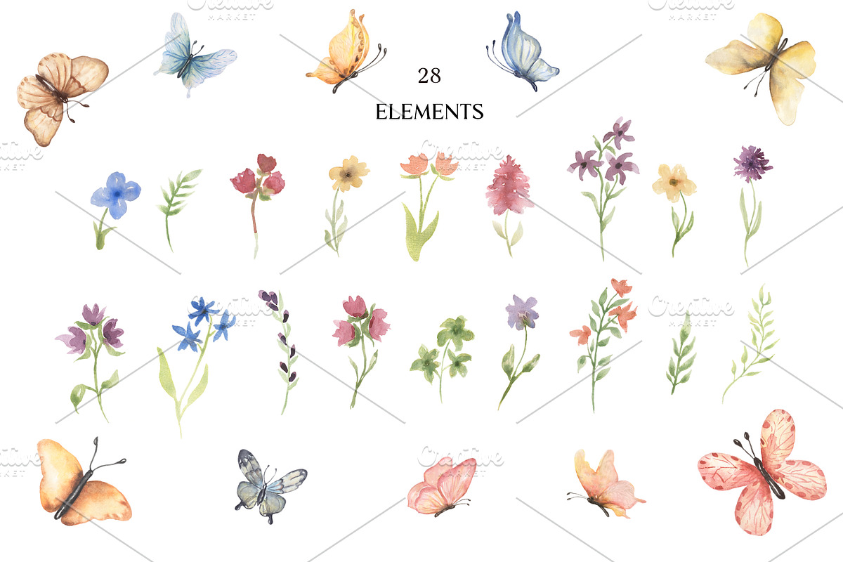 Watercolor Wildflower & Butterfly, a Decorative Illustration by MayaNavits (Photo 3 of 8)