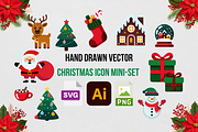 Hand Drawn Vector Christmas Icon Set, a Graphic by Print Haven Mochi Vintage (Thumbnail 1 of 4)