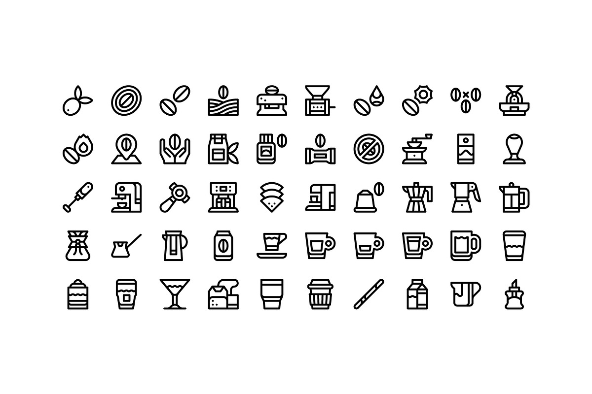 50 Coffee Icons, an Outline Icon by Side Project (Photo 2 of 8)