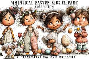 Whimsical Easter Kids Clipart, an Illustration by OK Design