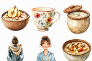 Watercolor Oatmeal Breakfast Clipart, an Illustration by Craft Nest (Thumbnail 2 of 6)