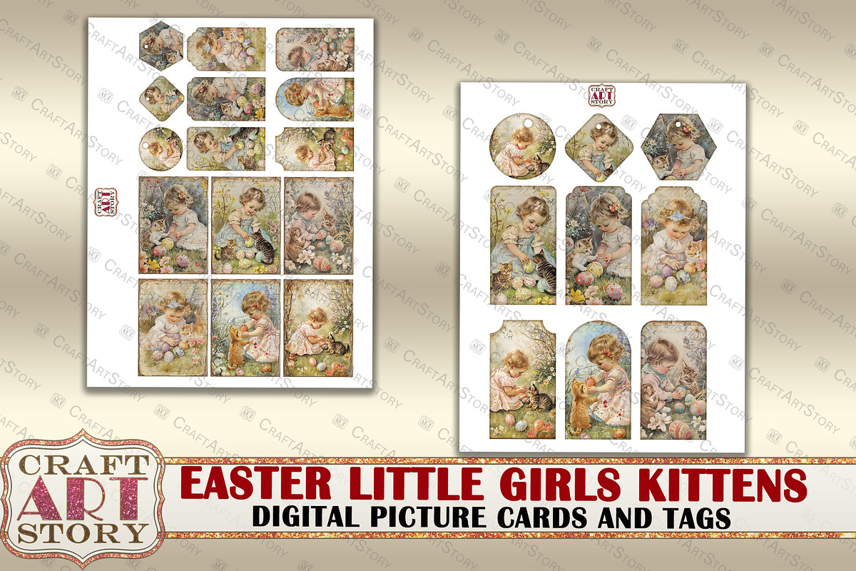 Easter little girls Kittens Collage, a Person Illustration by CraftArtStory (Photo 3 of 4)