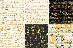 Gold Handwritten Music Seamless