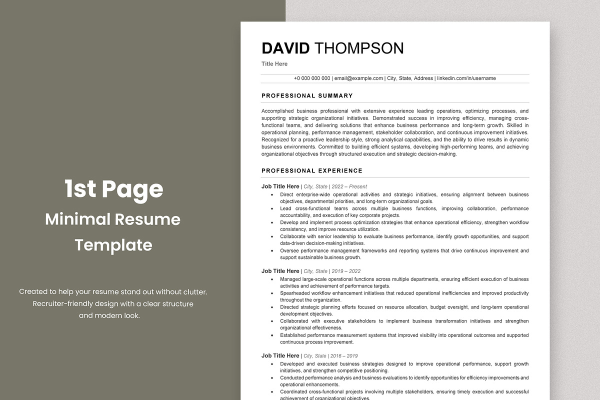ATS Resume Template / Job Winning CV, a Resume Template by Anjum Ilyas (Photo 2 of 7)