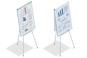 Flipchart with Business Profit, a Person Illustration by Golden Sikorka
