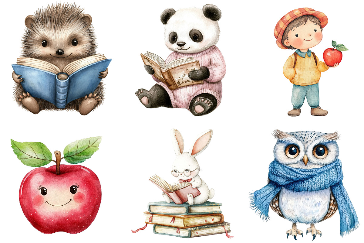 Watercolor School Supplies Clipart, a Seasonal Illustration by CitraGraphics (Photo 2 of 6)