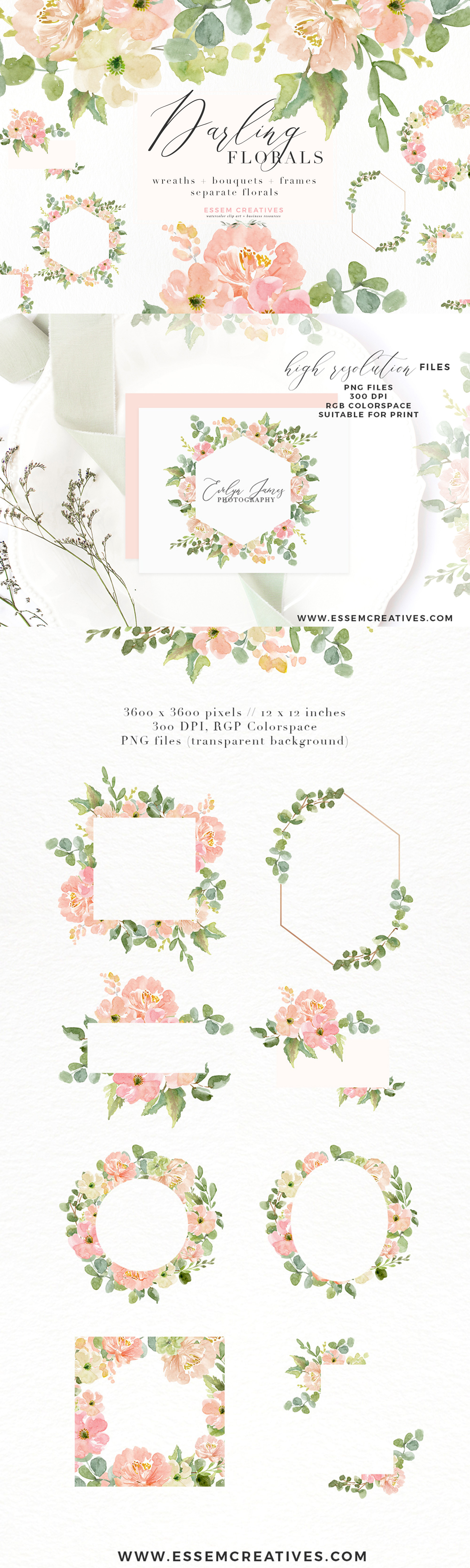 Wedding Invite Watercolor Flower Png, An Illustration By Essem Creatives