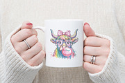 Coquette Highland Cow Bubblegum, an Illustration by Watercolor design (Thumbnail 6 of 6)