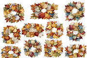 Luxury Clipart Autumn Leaves Wreath, a Decorative Illustration by Area (Thumbnail 10 of 40)