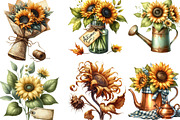 Vintage Sunflowers Autumn Clipart, an Illustration by Designking (Thumbnail 3 of 4)