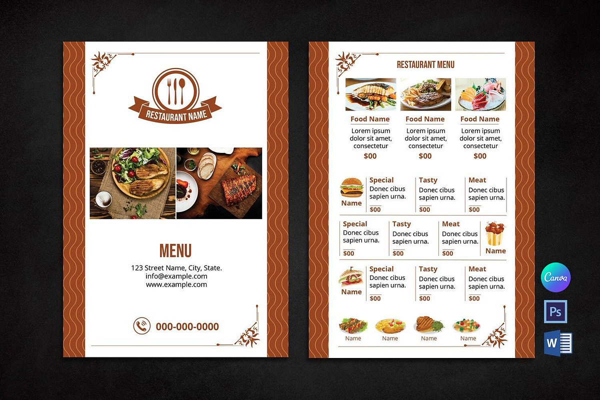 Restaurant Menu Template, a Flyer Template by retrographix (Photo 1 of 2)
