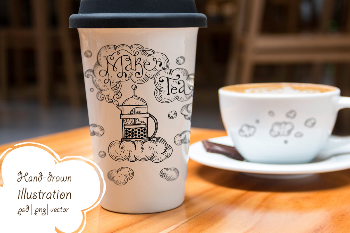 Hand drawn illustation Make tea, an Illustration by ZiziMarket