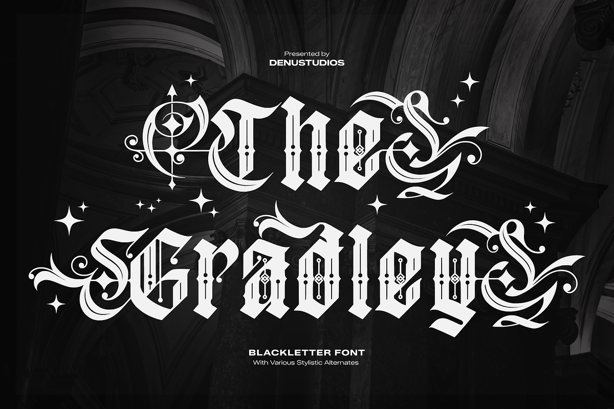 Gradley | Blackletter Font, a Blackletter Font by Denustudios (Photo 1 of 12)