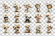 Animals with Daisy Watercolor PNG, an Animal Illustration by Nicolle's Colorful Art (Thumbnail 2 of 3)