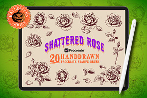 20 Halloween Rose Stamp Brushes