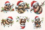 Cute Sloth Christmas Clipart PNG, an Illustration by Libby Wishes (Thumbnail 5 of 13)