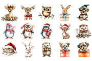 Cute Christmas Animal Clipart, an Illustration by Designking (Thumbnail 2 of 5)