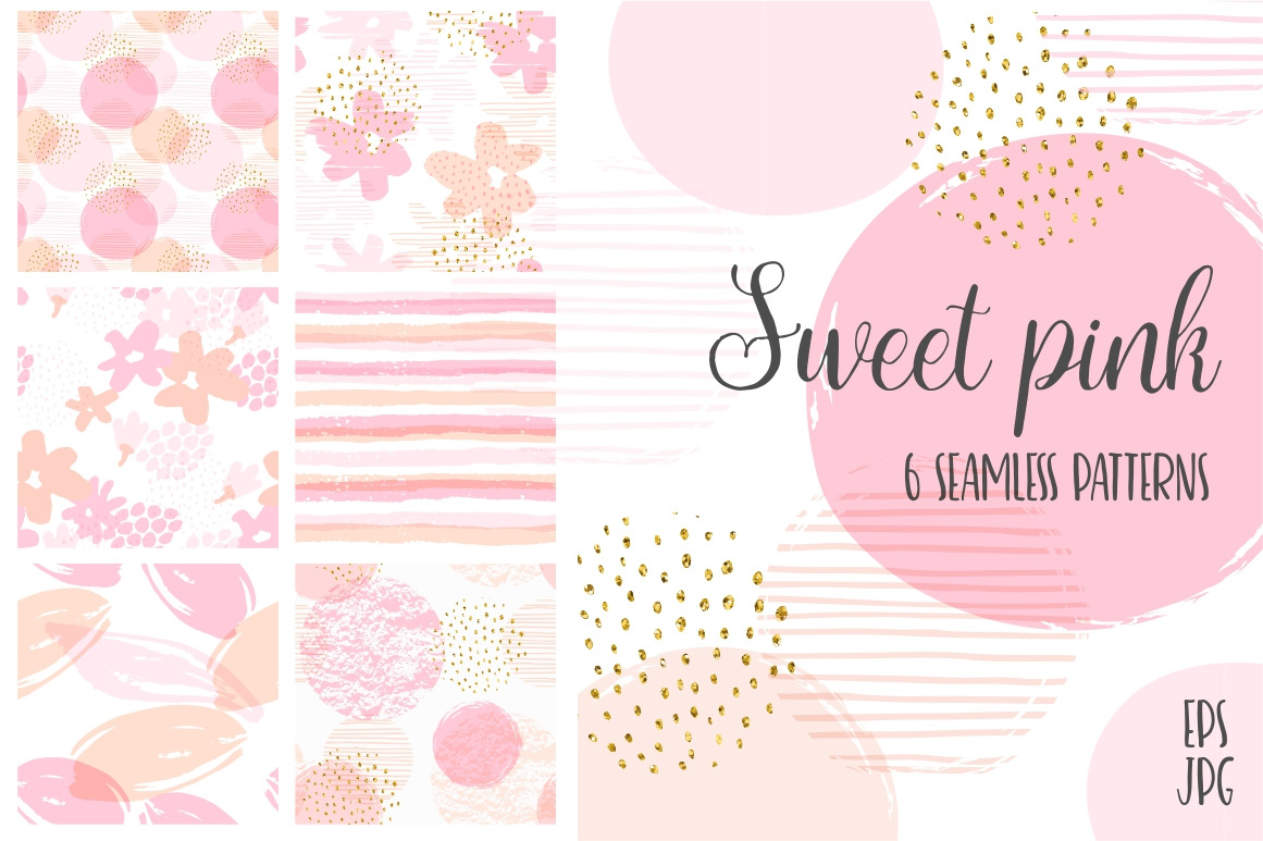 Sweet Pink. 6 seamless patterns., a Pattern Graphic by Nadia Grapes ...