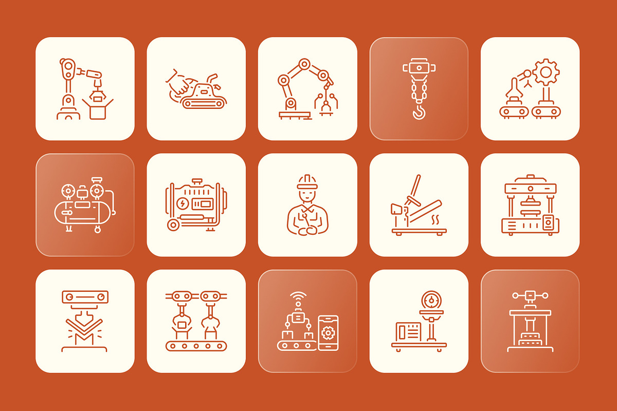 Animated Manufacturing Icon Set