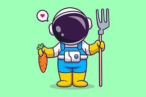 Cute Astronaut Farmer Holding Carrot, a Technology Illustration by Catalyst Labs