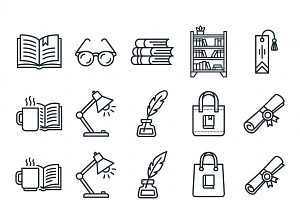 Bundles Bookstore Branding Icons, an Outline Icon by adenpinkstore