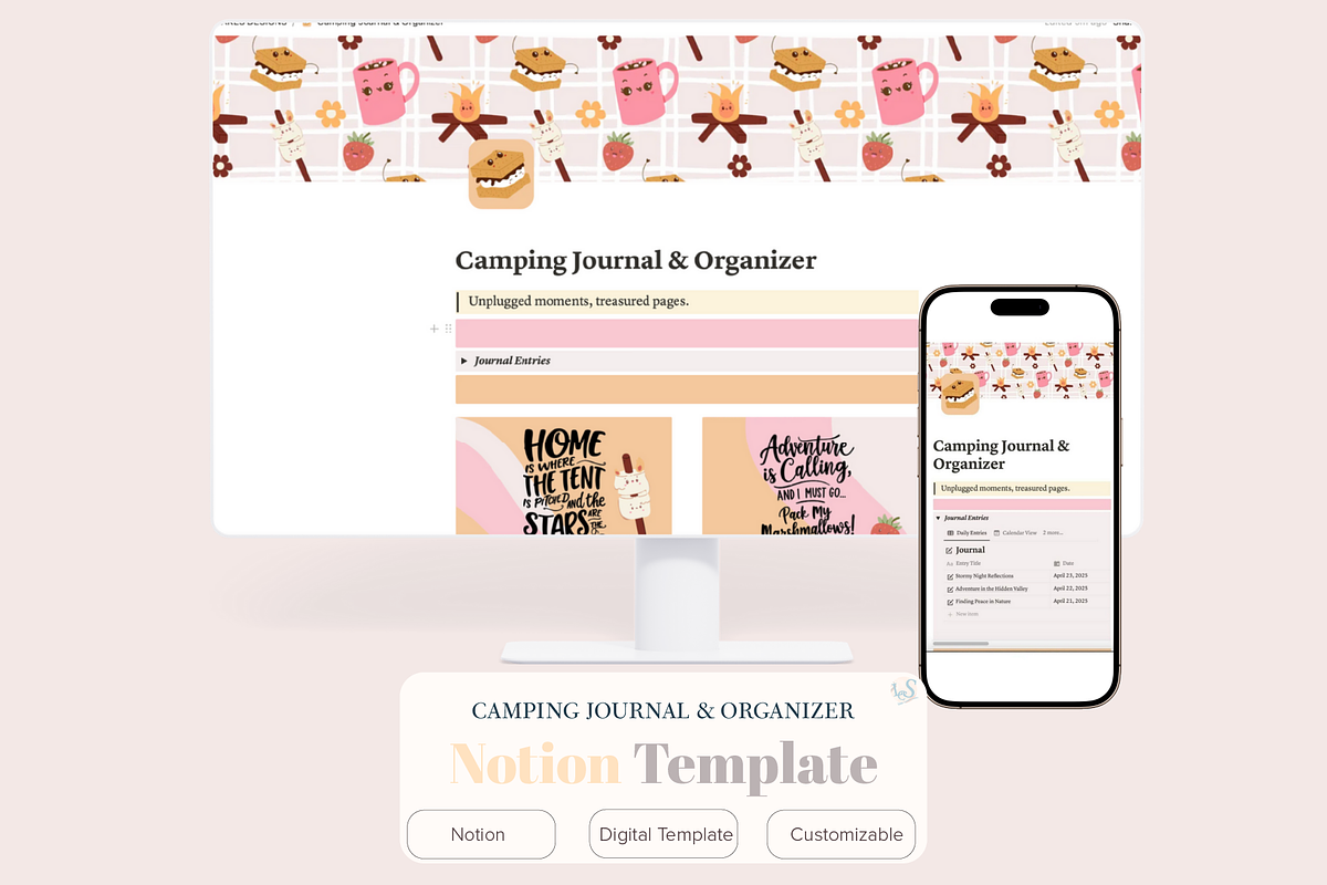 Digital Camping Journal & Organizer, a Websites & App Template by Little Creative Scribbles (Photo 1 of 8)