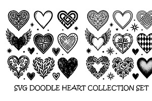 Hand drawn heart collection svg