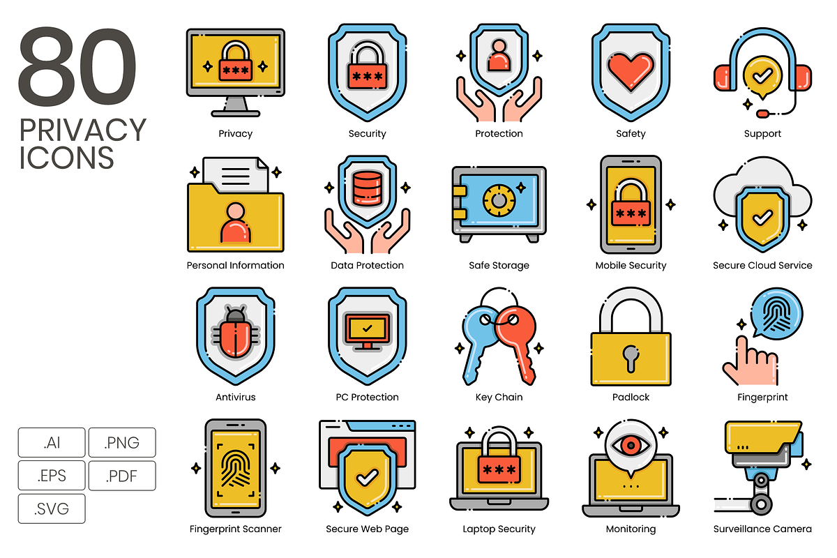 80 Privacy  Icons | Aesthetics, an Outline Icon by Flat Icons (Photo 1 of 9)