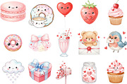 Cute Kawaii Valentine's Day Clipart, an Illustration by Designking (Thumbnail 2 of 5)