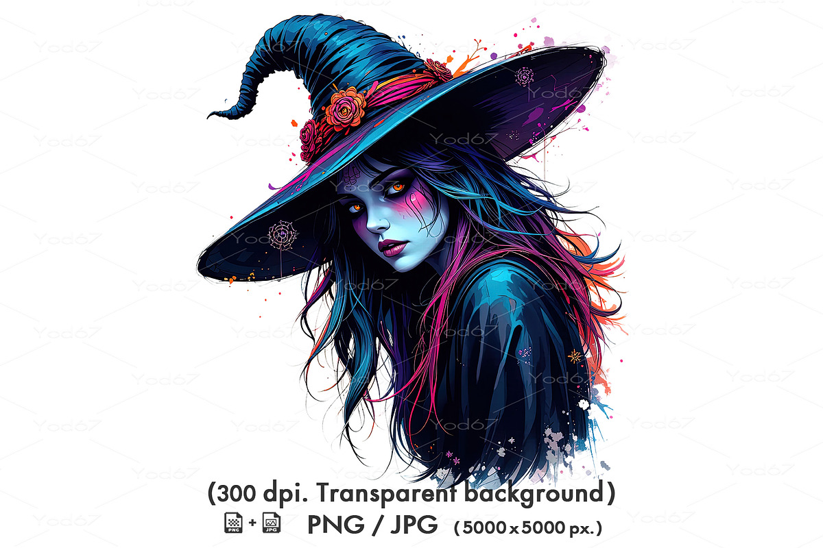seductive witch with blue skin, a Person Illustration by yod67