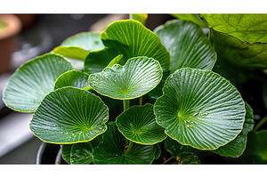 Vibrant green round leaf plants with, a Nature Photo by Lermont51