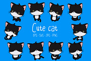 Cute Black Cat Illustrations, an Illustration by ArtVarStudio (Thumbnail 1 of 3)