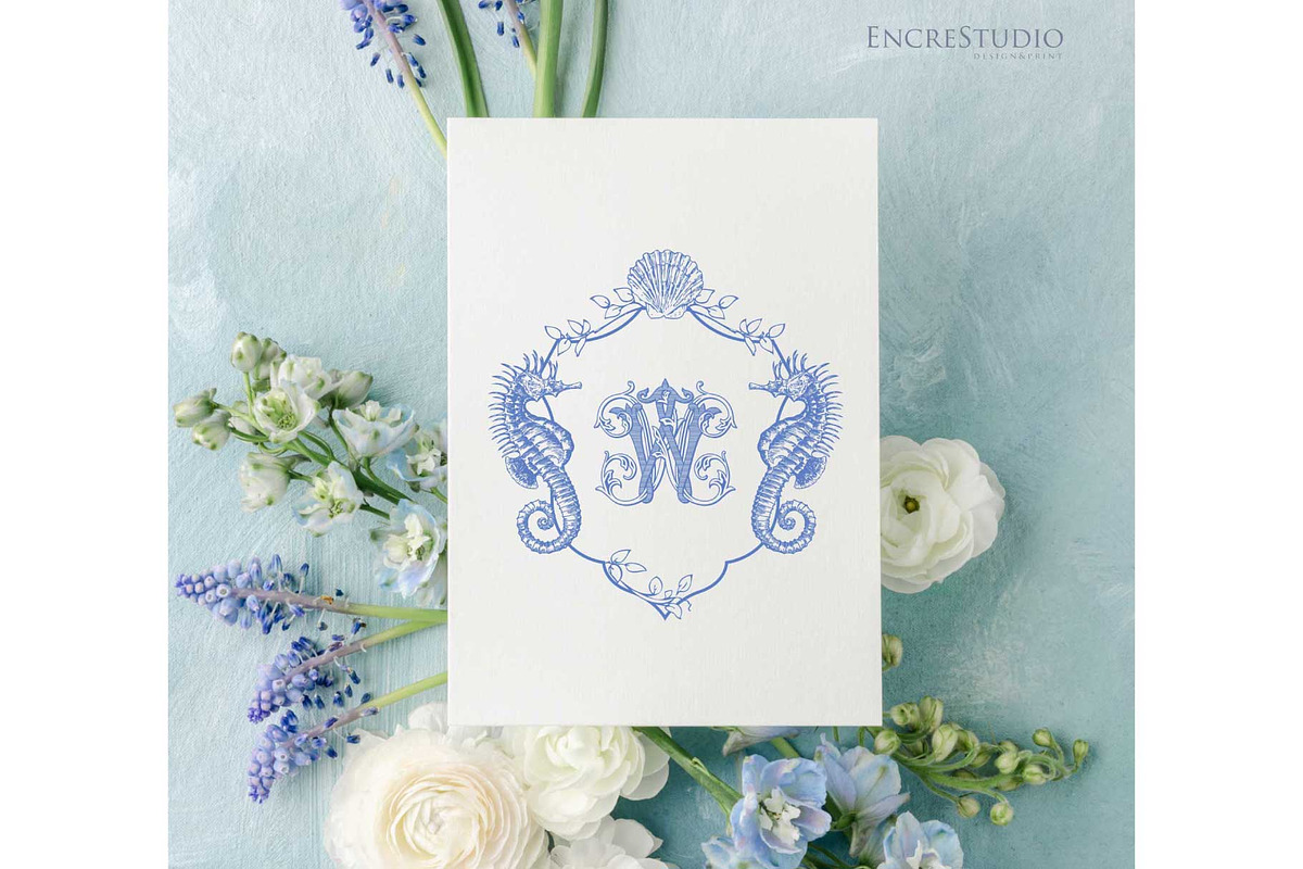 Wedding Crest with Seahorses, an Object Graphic by Encre Studio (Photo 5 of 5)