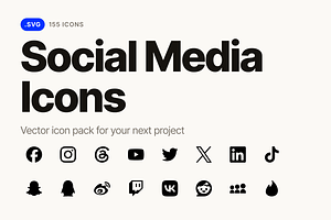 155 Social Media Icons SVG Bundle