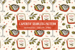 SARDINES & MARTINI Seamless Pattern