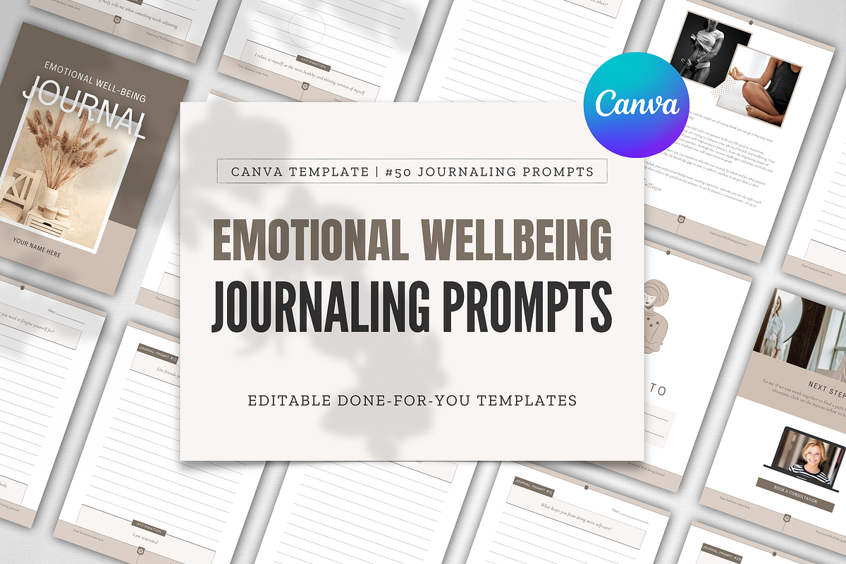 Emotional Well-Being Journal | Canva, a Magazine Template by Designs by Darowan (Photo 1 of 10)