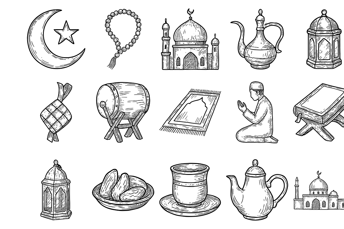 Ramadan Icon Set, an Object Graphic by nikagraphic