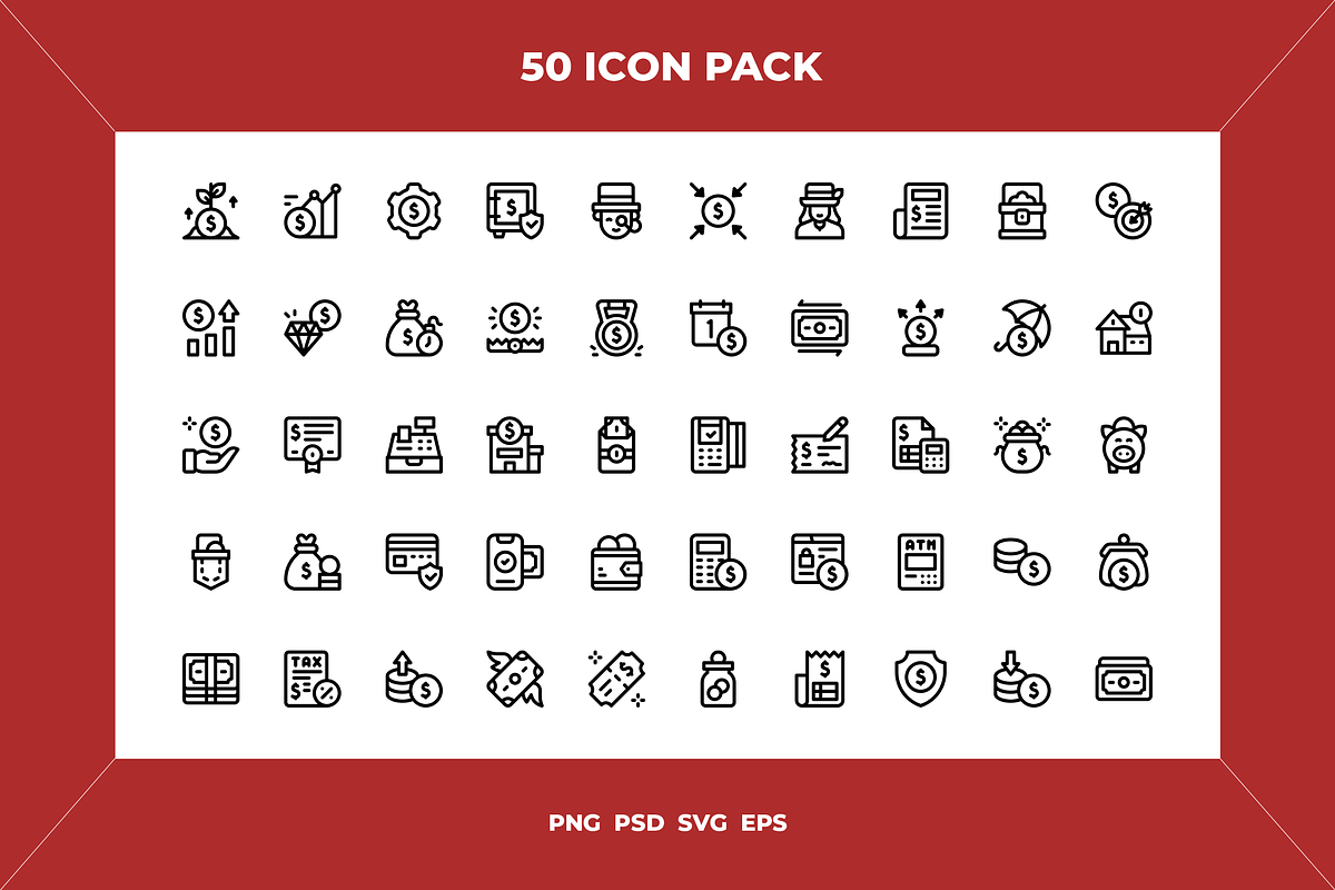 Money icons, an Outline Icon by Wencory (Photo 1 of 2)