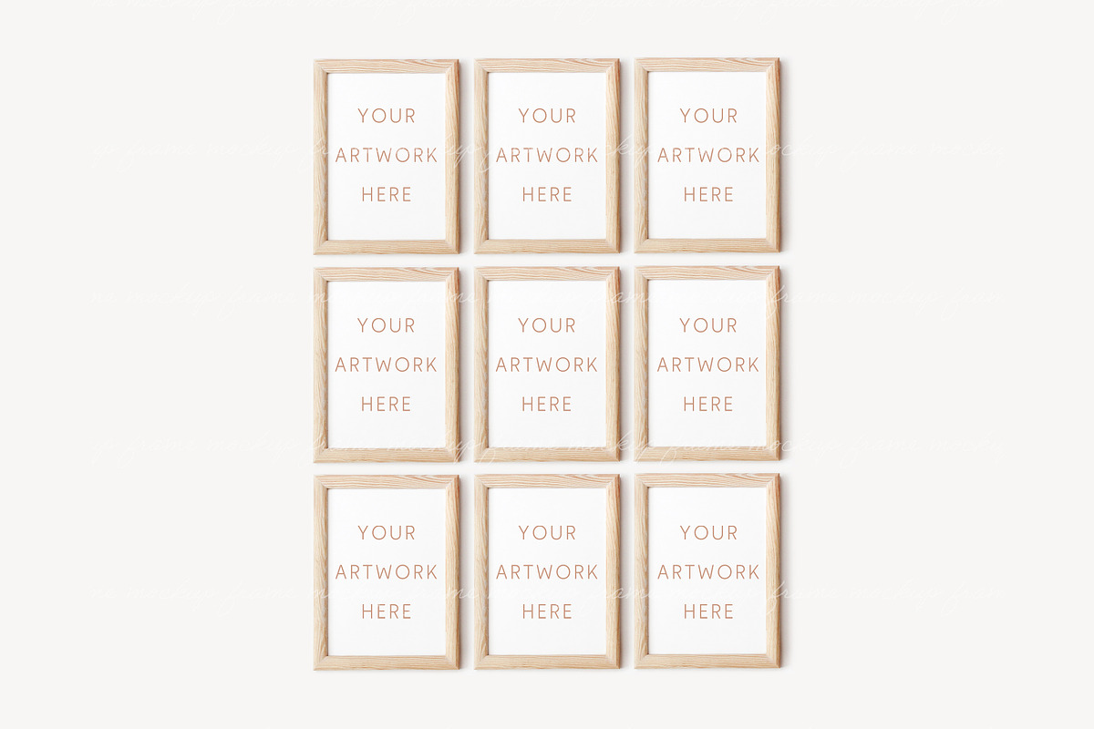 Set of 9 Frame Mockup Gallery Wall, a Print Template by BirdieFrames (Photo 2 of 3)