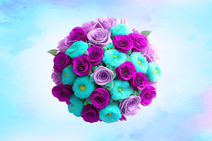 Purple And Turquoise Bouquets PNG